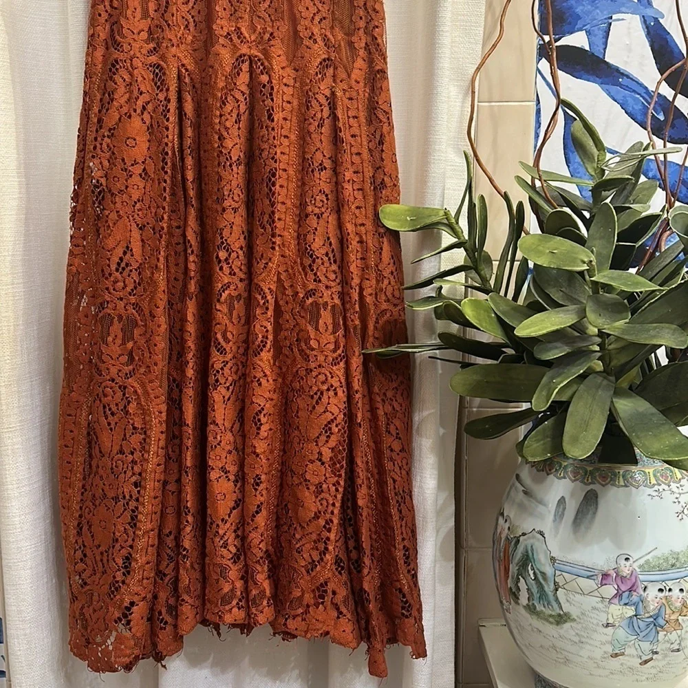 NWOT Women’s Free People Angel Rays Lace Midi Dress - Copper Size Small - Picture 6 of 12